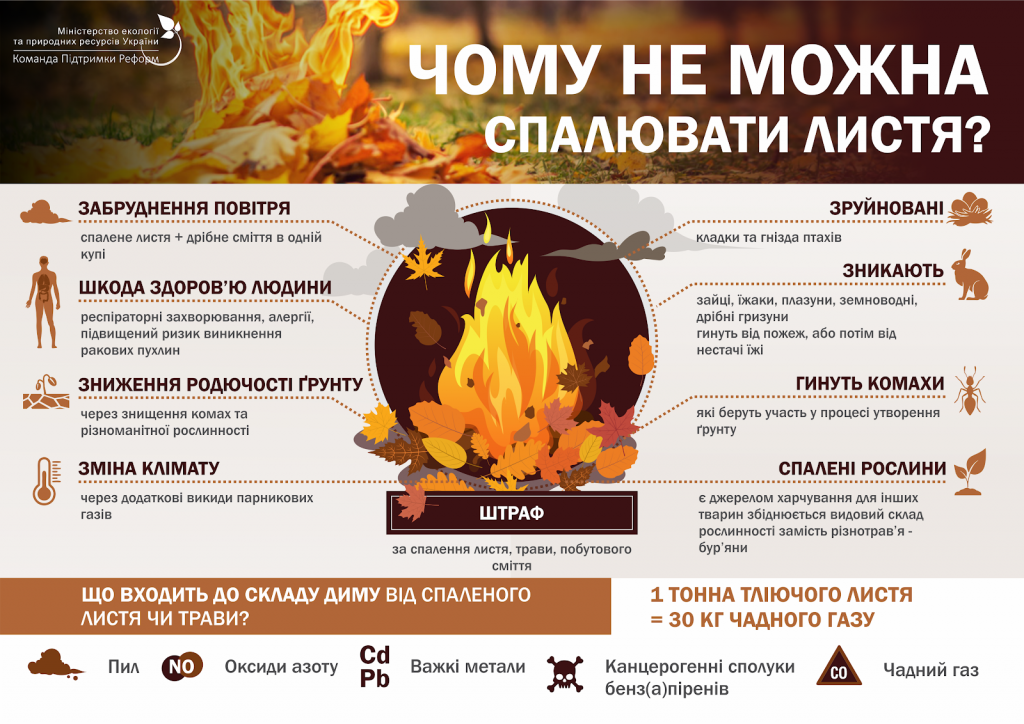 Інформація для любителів спалювати сміття, листя та суху траву